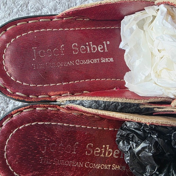 Vintage Josef‎ Seibel European Tan Leather Mules Clogs Slides Size 38 US 7 - Picture 4 of 7